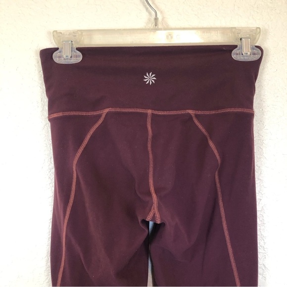 Athleta Salutation 7/8 Burgundy Ankle Leggings XS - Picture 6 of 9